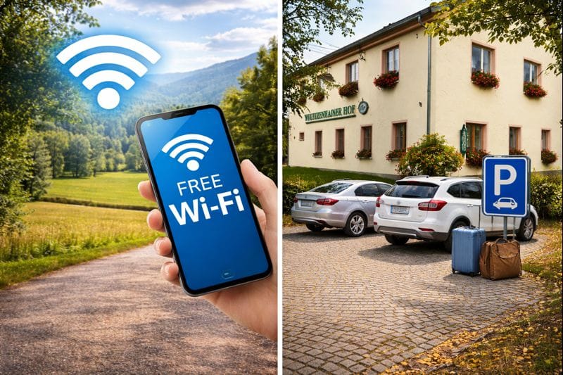 WLAN und Parkplatz Symbole
